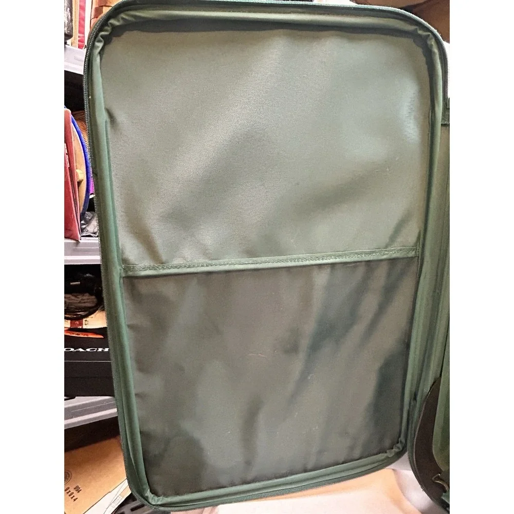 Polo Ralph Lauren Rolling Travel Bag Green Canvas Suitcase Luggage Vintage